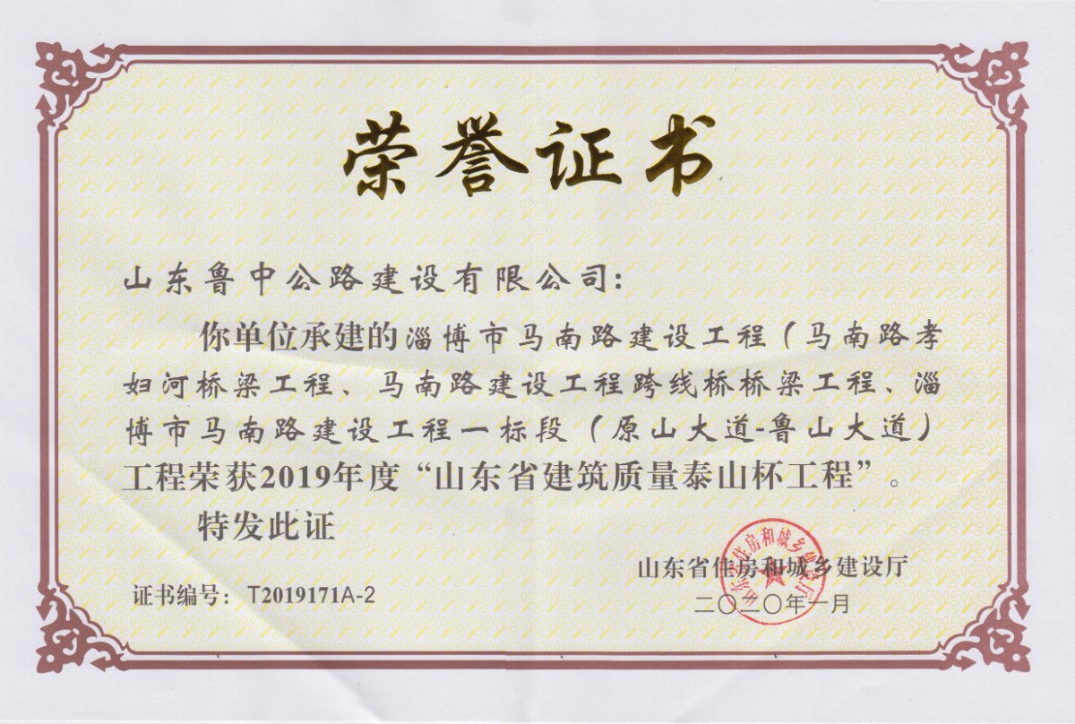 泰山杯證書(shū)