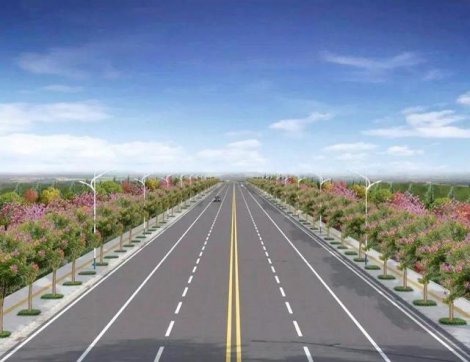 山東正在建設(shè)的一條高速公路，全線長292.5公里，分兩部分建設(shè)